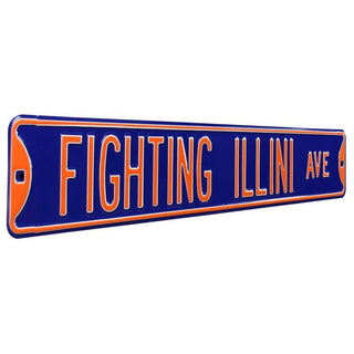 Illinois Fighting Illini Steel Street Sign-FIGHTING ILLINI AVE Navy