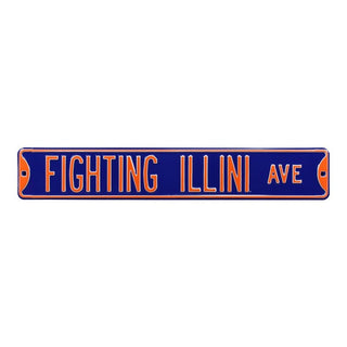 Illinois Fighting Illini Steel Street Sign-FIGHTING ILLINI AVE Navy