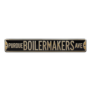 Purdue Boilermakers Steel Street Sign-PURDUE BOILERMAKERS AVE Black