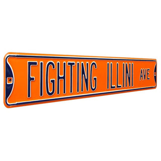 Illinois Fighting Illini Steel Street Sign-FIGHTING ILLINI AVE Orange