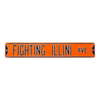 Illinois Fighting Illini Steel Street Sign-FIGHTING ILLINI AVE Orange