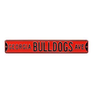 Georgia Bulldogs Steel Street Sign-GEORGIA BULLDOGS AVE Red