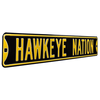 Iowa Hawkeyes Steel Street Sign-HAWKEYE NATION
