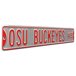 Ohio State Buckeyes Steel Street Sign-OSU BUCKEYES AVE Silver