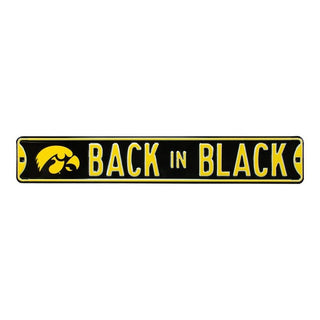 Iowa Hawkeyes Steel Street Sign Logo-BACK BLACK