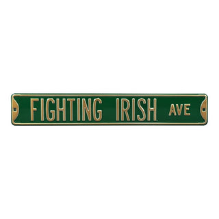 Notre Dame Steel Street Sign-FIGHTING IRISH AVE Green