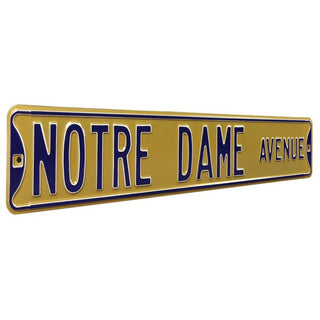 Notre Dame Steel Street Sign-NOTRE DAME AVENUE Gold