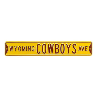 Wyoming Cowboys Steel Street Sign-WYOMING COWBOYS AVE Yellow