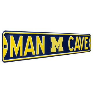 Michigan Wolverines Steel Street Sign Logo-MAN CAVE
