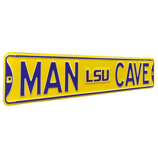 LSU Tigers Steel Street Sign Logo-MAN CAVE