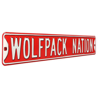 Red Steel Street Sign with white lettering "Wolfpack Nation" NC State Wolfpack, North Carolina State Wolfpack