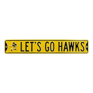 Iowa Hawkeyes Steel Street Sign Logo-LET'S GO HAWKS