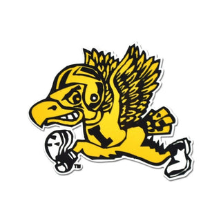 NCAA Iowa Hawkeyes Metal Super Magnet- Old School Flying Football Herky
